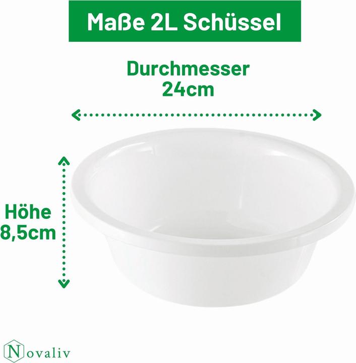 Produktbild Novaliv 10x Spülschüssel Rund 2L, D24 cm, Weiss, BPA-frei Spülmaschinenfest Ideal für Küche und Campi