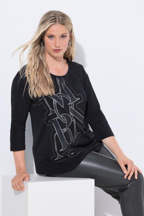Actual product image Ulla Popken UPMV Letter Graphic 3/4 Sleeve Tee (50, 52)