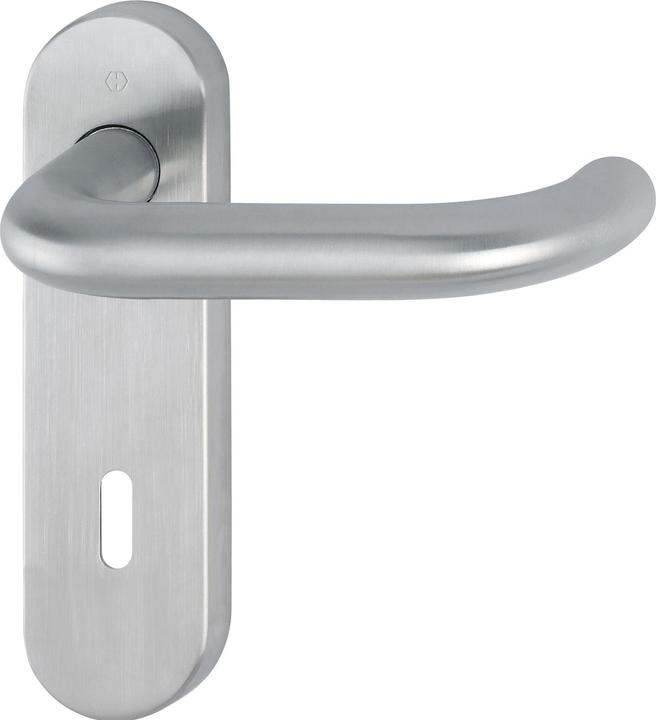 Productafbeelding Hoppe Korte plaat set Paris E138/353KH Roestvrij staal F69 OB afgeronde hendelgreep set (Deurplaat set)