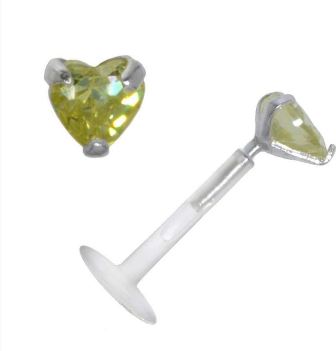 Image du produit Bijouteria Piercing pour lèvre/Tragus (Zircone, Bioplastique, Argent 925)