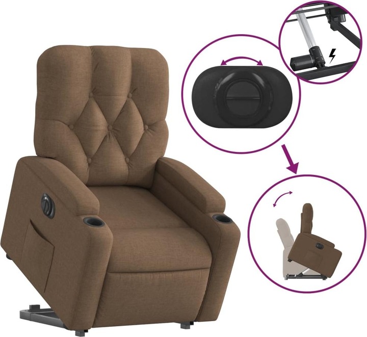 Immagine prodotto VidaXL Poltrona relax con ausilio per l'alzata Poltrona elettrica per la TV Poltrona in tessuto marrone