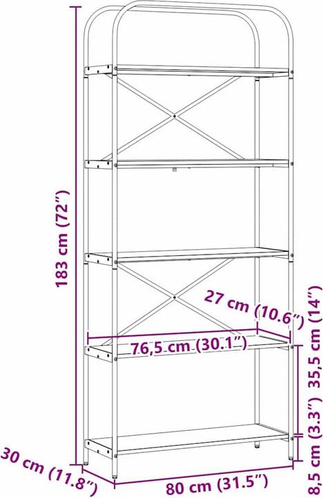 Immagine prodotto vidaXL Bücherregal (80 x 30 x 183 cm)