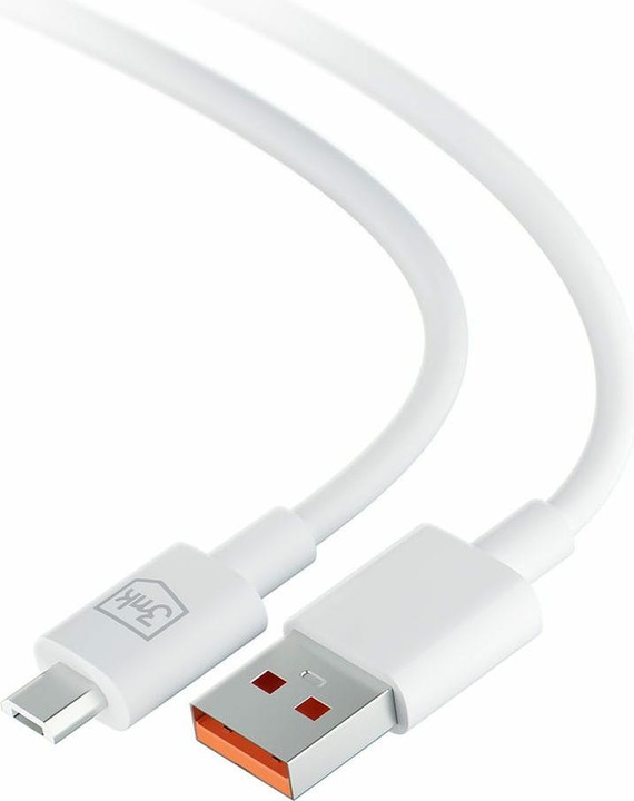 Actual product image 3MK Hyper Cable USB-A - Micro USB 1.2m 5V 2.4A Biały/White cable (1.20 m)