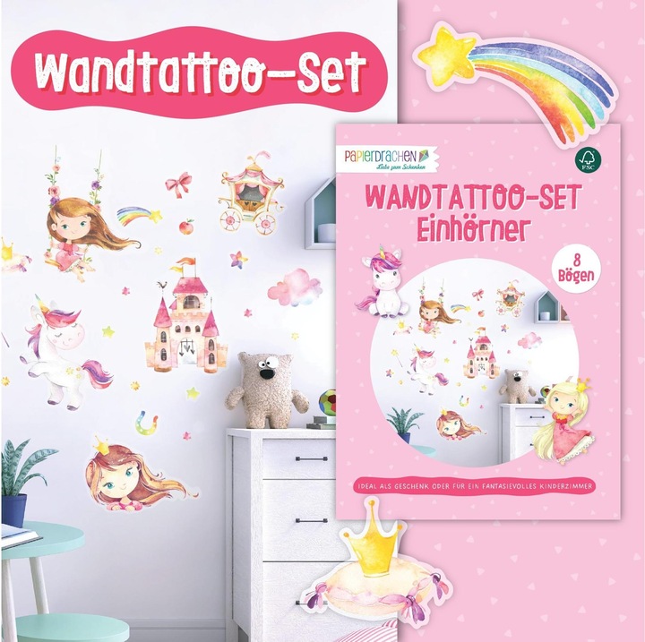 Image du produit Papierdrachen Stickers muraux - licorne (2 x 22 x 32 cm)