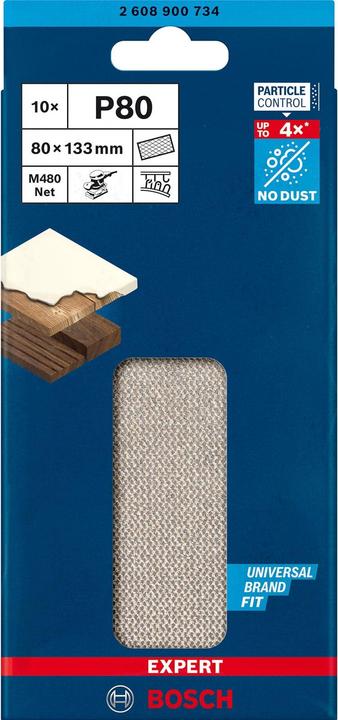 Actual product image Bosch Professional Zubehör Expert M480 sanding net for orbital sander, 80 x133 mm, G 80, 10 pcs. (80, P80)