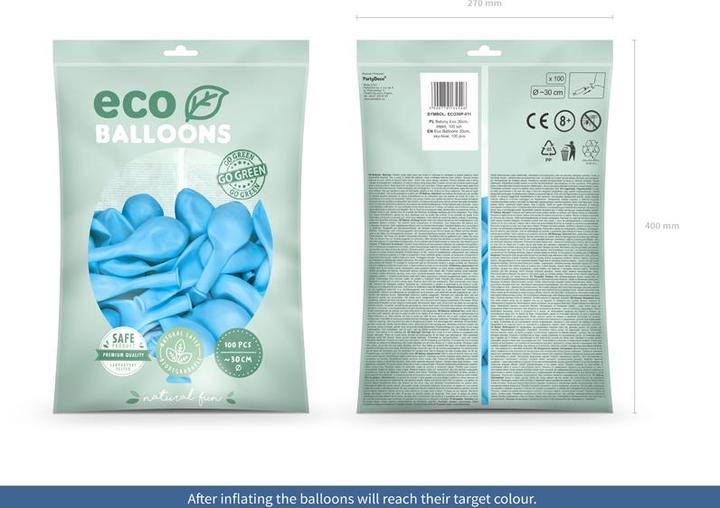 Produktbild Partydeco Eco Balloons 30cm pastel, sky-blue (1 pkt / 100 pc.) (100 x)
