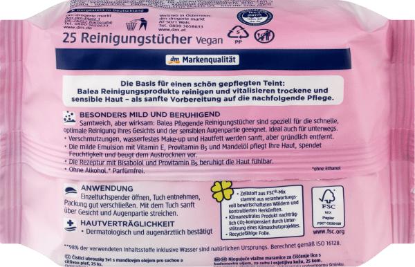 Actual product image dm Balea Cleaning Wipes Nourishing 3in1 Twin Pack (2x25 pieces)