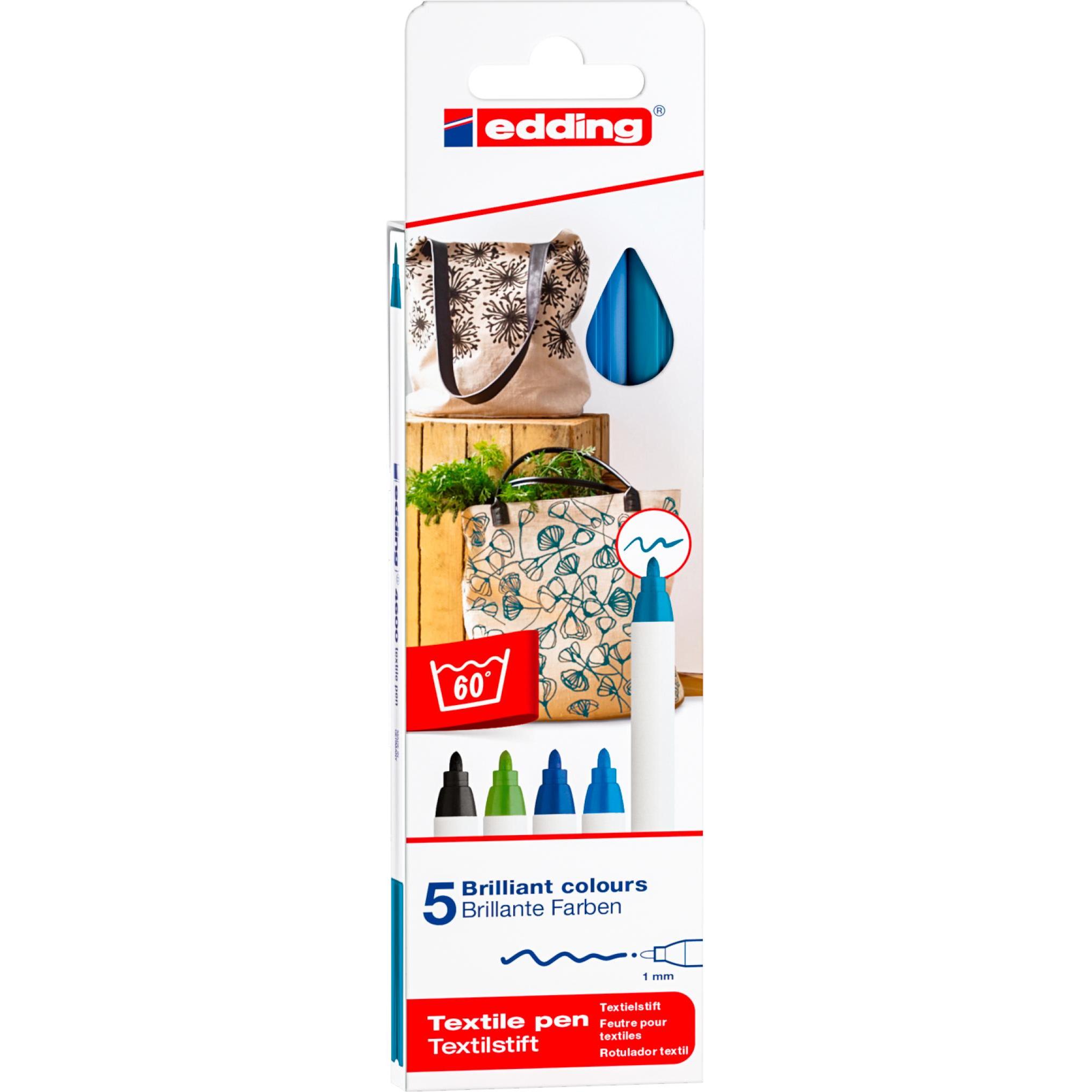 Edding, Marker, Textilmarker 4600 (Sortiert, 1 mm, 5 x)