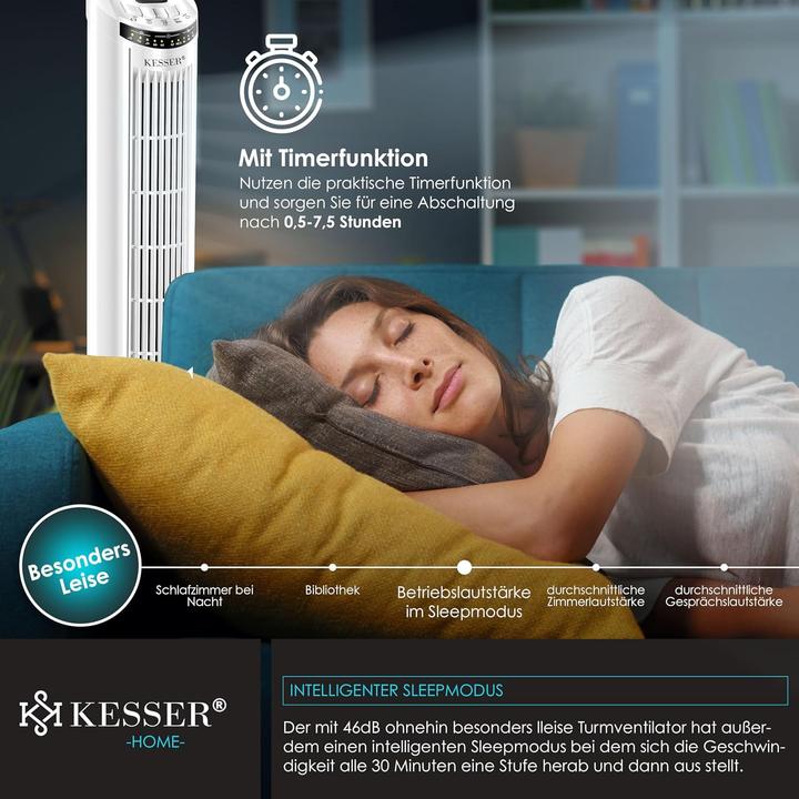 Image du produit Kesser Turmventilator mit Timer und Fernbedienung (51.50 dB)