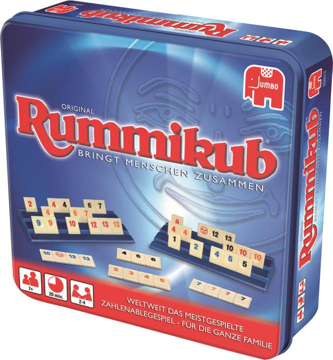Immagine prodotto Jumbo Rummikub originale in scatola di metallo (Tedesco, 2 - 4 Giocatori)