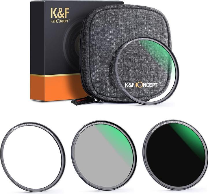 Actual product image K&F Concept Magnetic Lensfilter Kit CPL ND UV Nano X 46mm (KF-2121) (46 mm, UV filter)