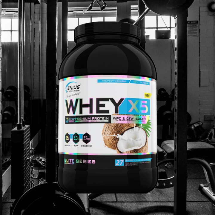 Actual product image Genius Nutrition Whey-X5 (Choco Coconut, 900 g)