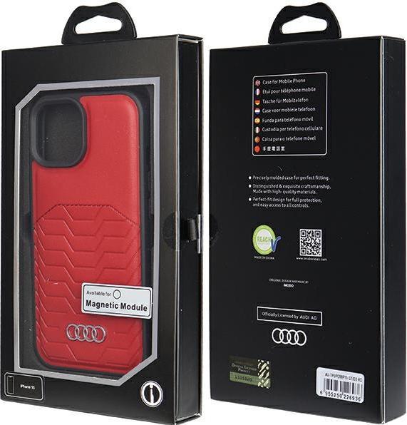 Actual product image Audi Synthetic Leather MagSafe iPhone 15 / 14 / 13 6.1" czerwony/red hardcase AU-TPUPCMIP15-GT/D3-RD (Apple iPhone 13, Apple iPhone 15)