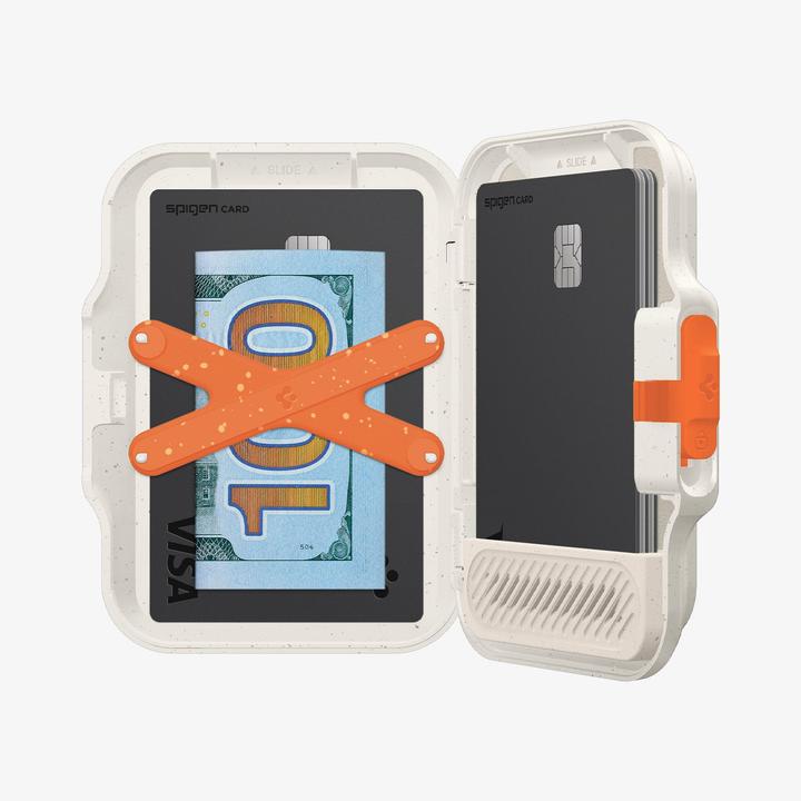 Actual product image Spigen MagSafe Card Holder Tin Tap MagFit+ Dune Beige
