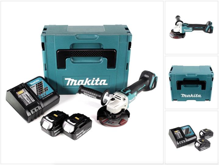 Actual product image Makita DGA504RTJ, 2 batteries (125 mm)