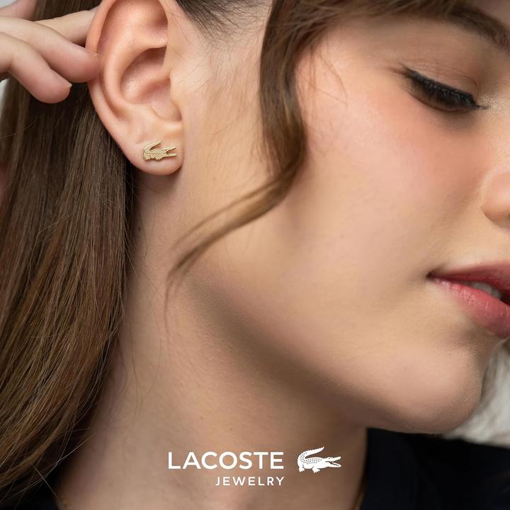 Actual product image Lacoste - Original gold-plated crocodile earrings 2040051 (Stainless steel, Yellow gold)