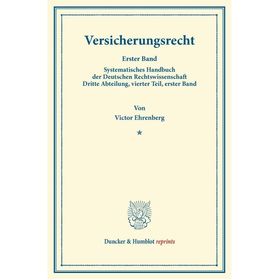 Versicherungsrecht., Fachbücher von Victor Ehrenberg