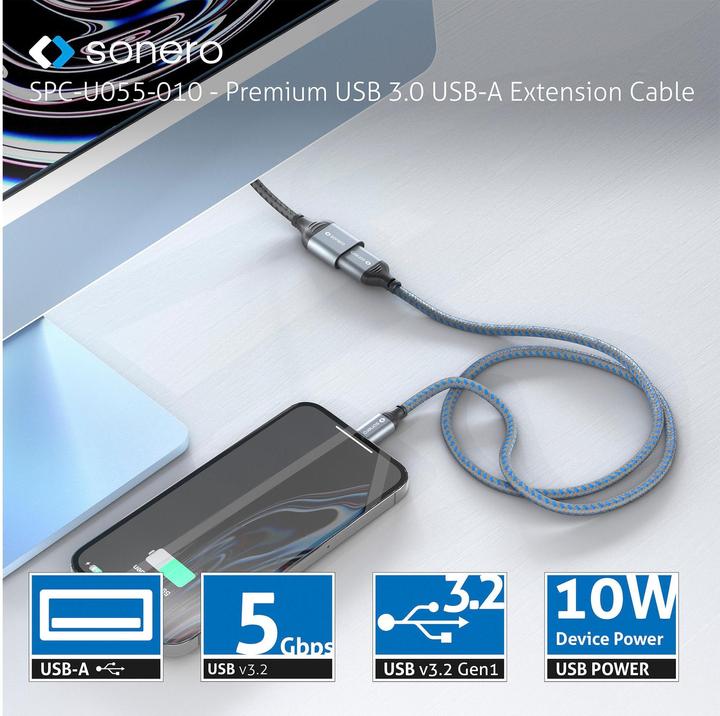 Produktbild Sonero USB 3.0-Verlängerungskabel USB A - USB A 2 m (2 m, USB 3.1, USB 3.0)
