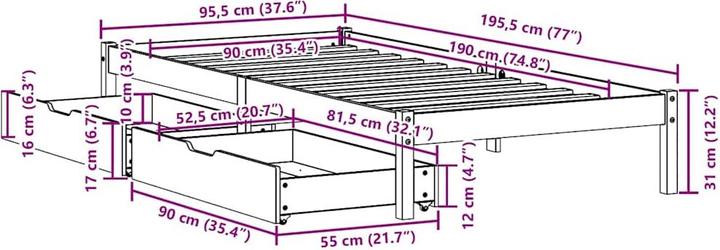 Image du produit vidaXL Bettrahmen (90 x 190 cm)