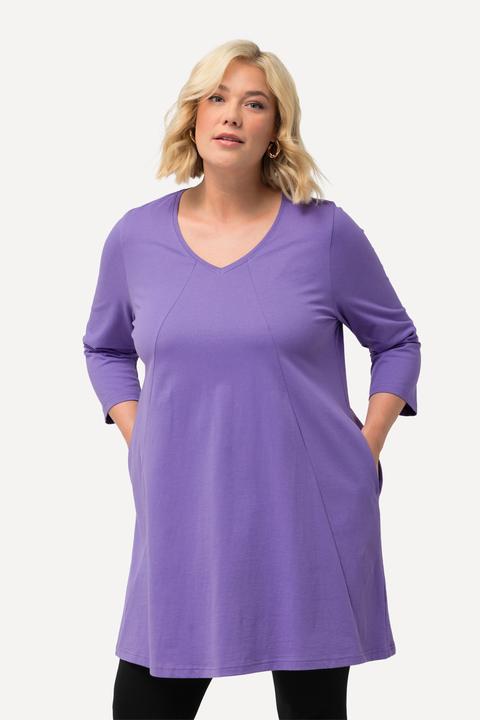 Produktbild Ulla Popken Longshirt, Ziernähte, A-Linie, V-Ausschnitt, 3/4-Arm (46, 48)