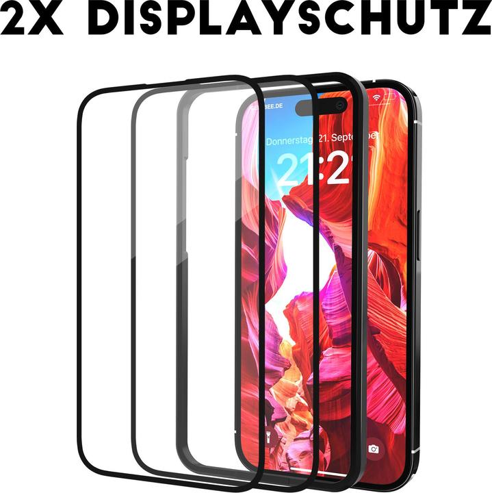 Produktbild CellBee Panzerglas für iPhone 15 Displayschutzfolie The Curved, inkl. Applikator (1 Stk., Apple iPhone 15)