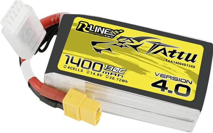 Immagine prodotto Tattu Batteria R-Line 4.0 1400mAh 14.8V 130C 4S1P XT60 (14.80 V, 1400 mAh)