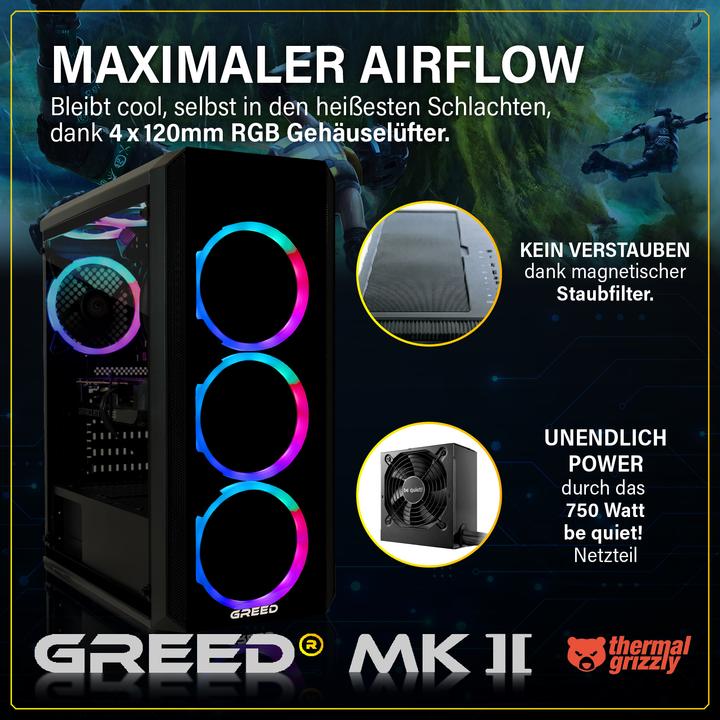 Produktbild Greed MK2 AMD - Gaming Pc - RTX 5060 (1000 GB, 16 GB, AMD Ryzen 7 5700, GeForce RTX 5060 Ti)