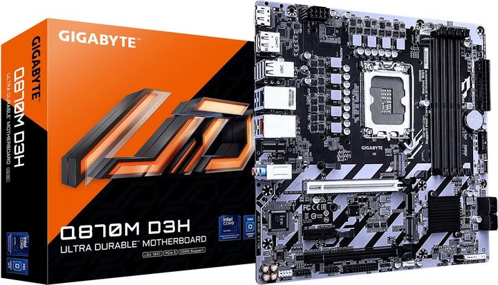 Gigabyte Q870M D3H LGA1700 4xDDR4 4xSATA 3xM.2 (LGA 1851, Intel Q870, Micro ATX (mATX))