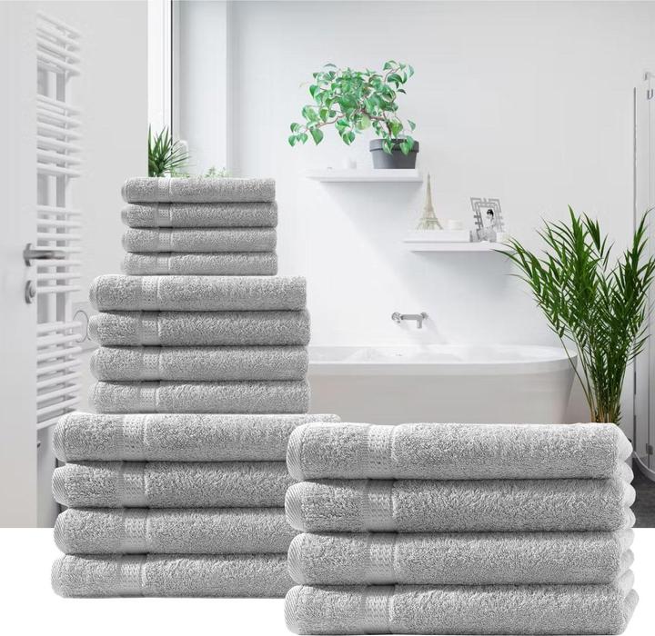 Produktbild Casativo Handtuchset 12-teilig, je 4 Gäste-, Hand- und Duschtücher (100 x 50 cm, 140 x 70 cm, 50 x 30 cm)