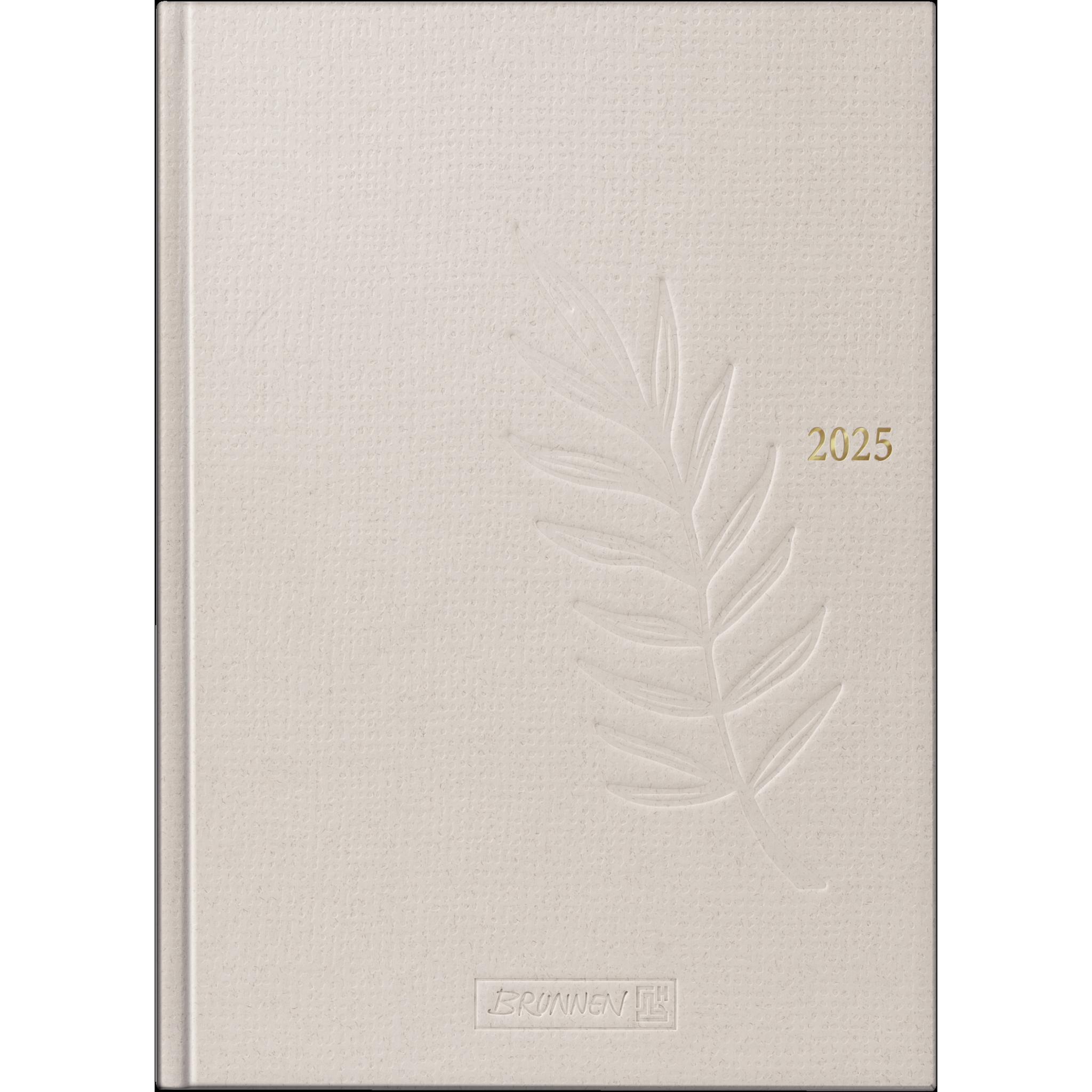 Brunnen, Agenda, Buchkalender 798 A5 1 Tag/Seite Naturkarton hanf 2025 (A5, Spanisch, Deutsch, Englisch, Französisch, It...