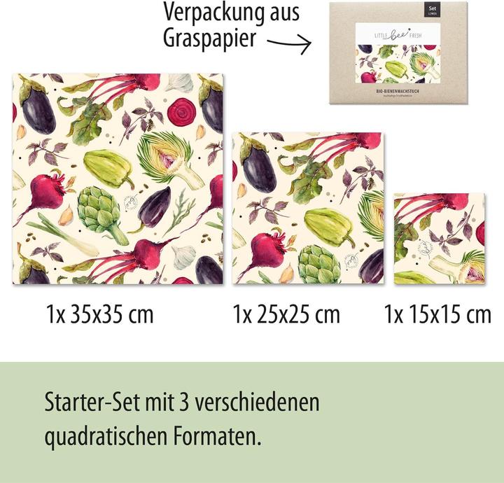 Produktbild little bee fresh Bio-Bienenwachstücher Starter-Set (3 Stück) (3 x)