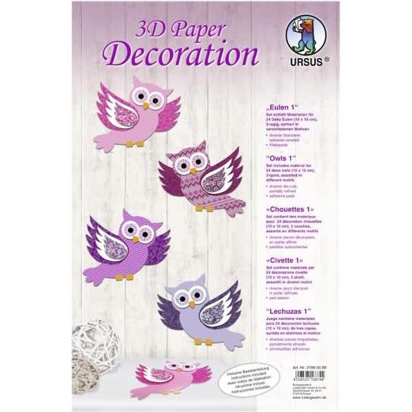 Ursus Bastelset 3D Paper Decoration Eulen I