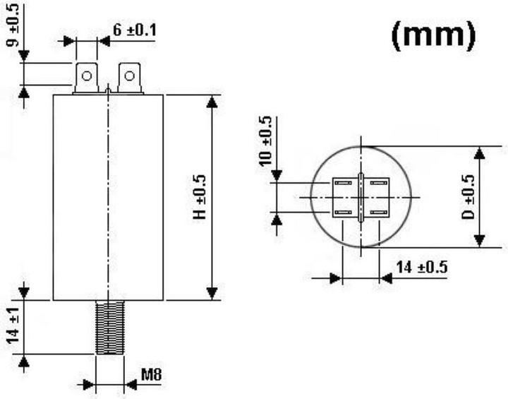 Actual product image Velleman Motor Run Capacitor 8µf 450V