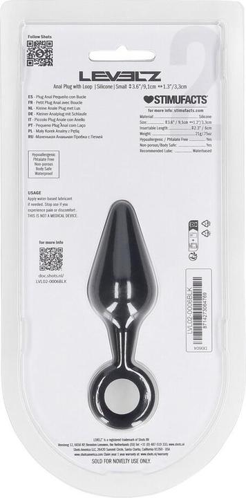 Produktbild Shots Silicone Anal Plug with Loop - S - Black