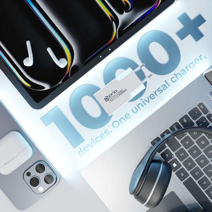 Produktbild prio Wandladegerät GaN Power 35W PD PPS (USB C) + QC 3.0 (USB A) weiss (35 W, 2 Ports)