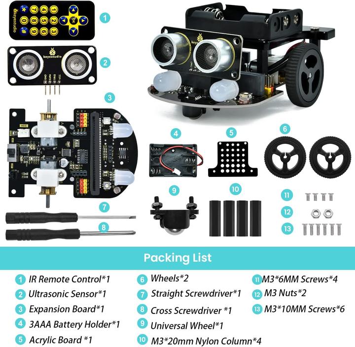Actual product image Keyestudio Microbit V2.2 Starter- und Car-Kit