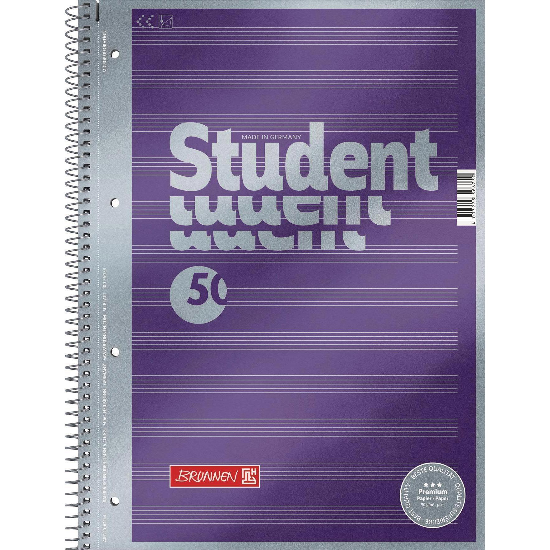 Brunnen, Heft + Block, Collegeblock Premium Noten (A4, Liniert, Weicher Einband)