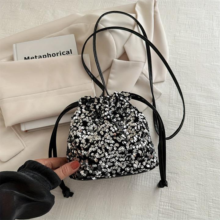 Only-Bags.Store Bunte Sparkle Glitter Pailletten leichte Eimer Tasche, stilvolle Strasse Pendler Stil weiche