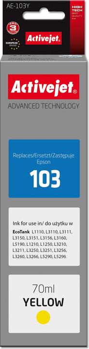 Produktbild Activejet AE-103Y Tinte (Ersatztinte Epson 103 C13T00S44A Supreme 70 ml gelb) (BK)