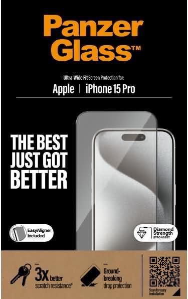 Actual product image PanzerGlass Ultra-Wide Fit (1 Piece, Apple iPhone 15 Pro)