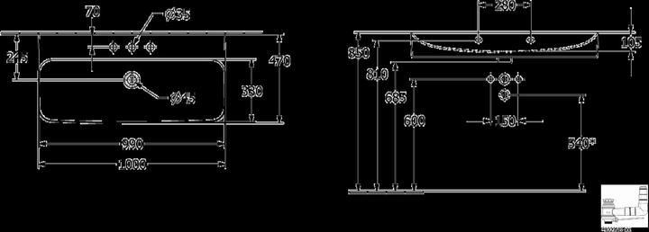 Produktbild Villeroy & Boch V&B Waschtisch FINION ohne ÜL 1000x470mm we C+ (470 mm, 1000 mm)
