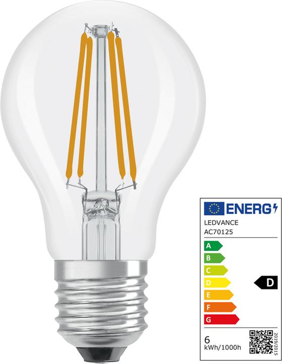 Image du produit Osram LED Leuchtmittel LED Retrofit CLASSIC A 5.9W 827 Clear E27 Warm weiss 4099854468773 (E27, 806 lm, 6x)
