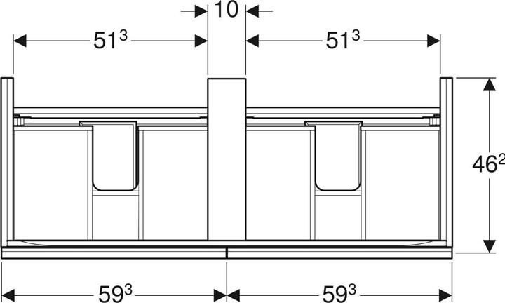 Actual product image Geberit Keramag / vanity unit Acanto 119 cm white high gloss without double washbasin 5006 (119 x 47.5 x 53.5 cm)