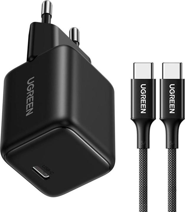 Actual product image Ugreen X513 30W GaN wall charger 1x USB-C + 1m USB-C cable - Black (30 W, 1 portion)