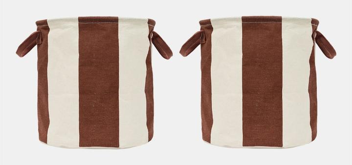 Immagine prodotto OYOY Living Wäschekorb Kara 2 Stück, 25 l, Braun/Weiss (25 l)