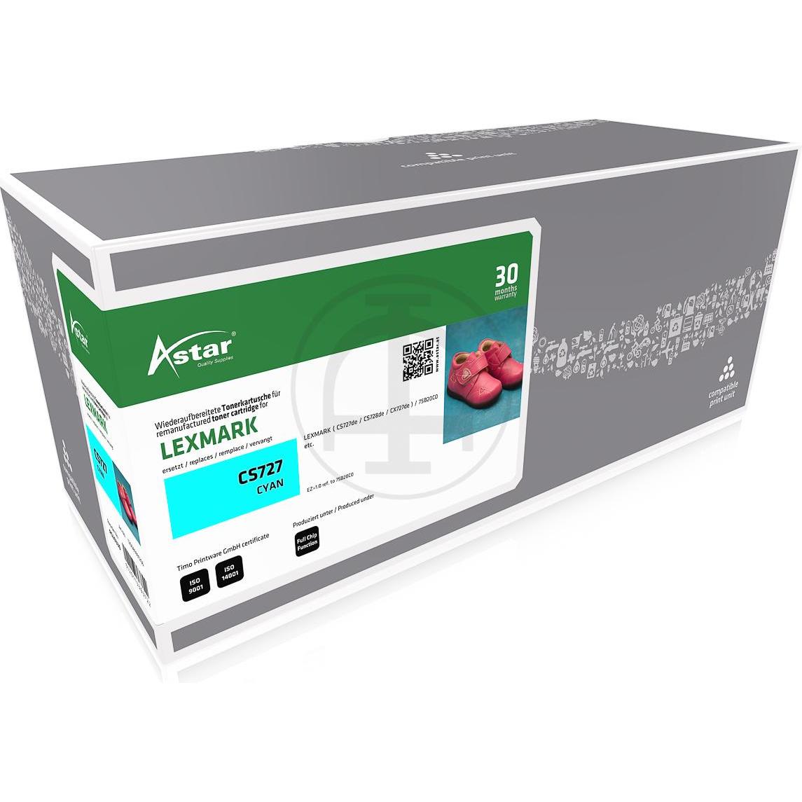 Astar, Toner, AS20330 LEXMARK 75B20C0 CS/CX Toner cyan rebuilt 10.000Seiten