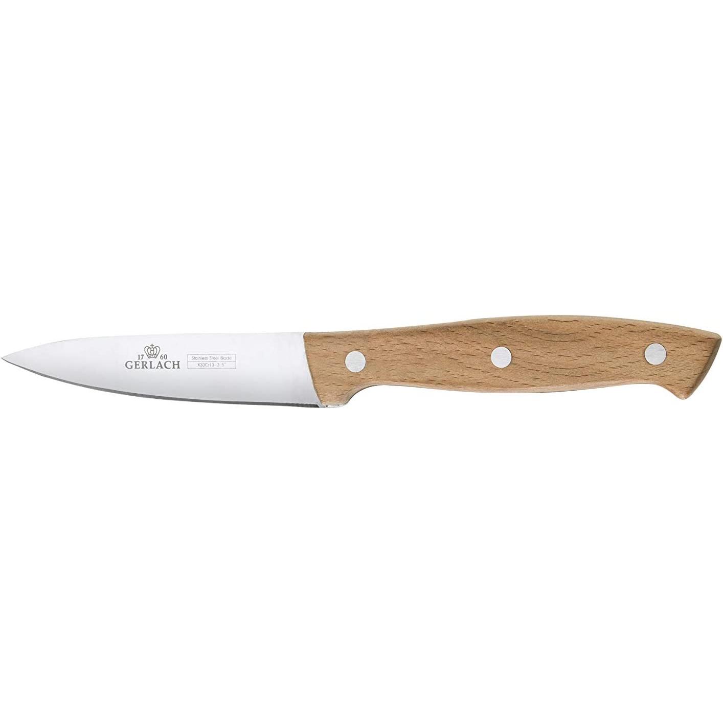 Gerlach Messersatz im Block Country, Edelstahl, Braun, 16 x 8.5 x 36 cm, 5-Einheiten, Küchenmesser, Braun, Silber