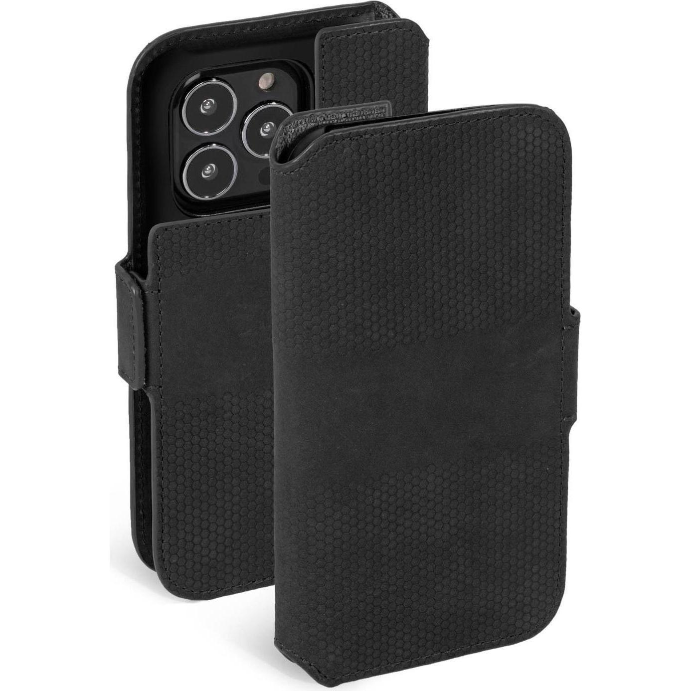 Krusell Leather PhoneWallet Apple iPhone 13 Pro black (62395) (Apple iPhone 13 Pro), Smartphone Hülle, Schwarz