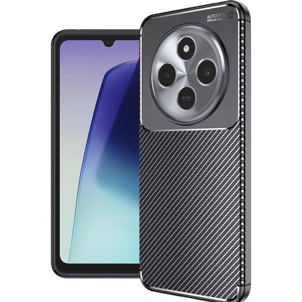 Techsuit - CarbonFiber - Xiaomi Redmi 14C / Poco C75 - Black (Xiaomi Redmi 14C), Cover smartphone, Nero