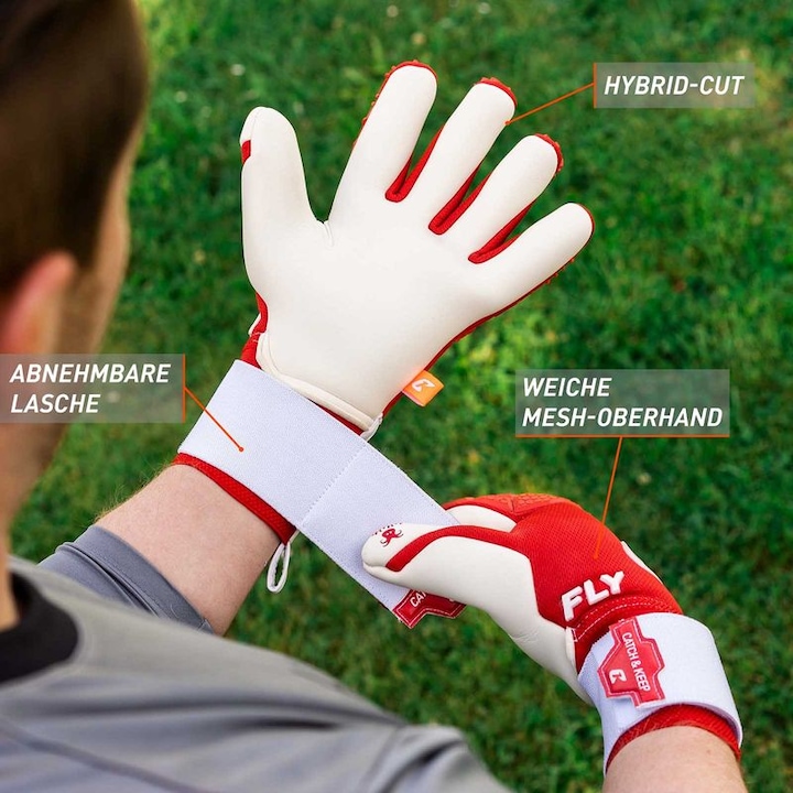 Produktbild Catch & Keep Fussballhandschuhe Fly Red Soul Gr. 11 Rot Torwart Keeper Goalie Handschuhe (11)